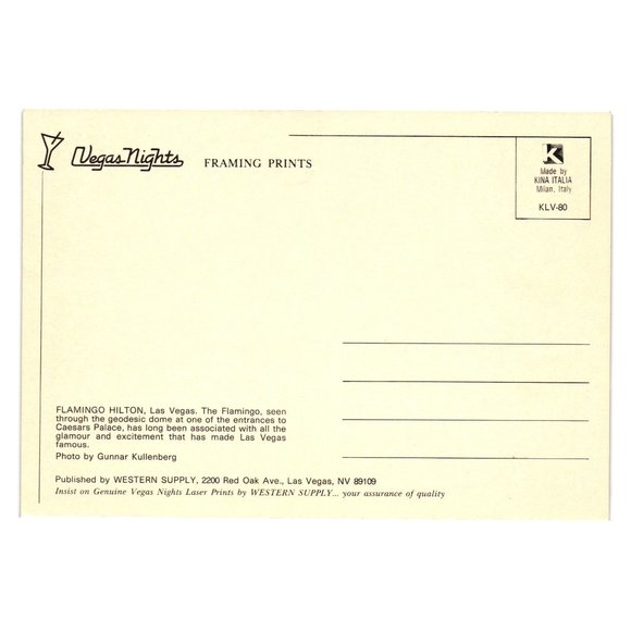 Vintage Postcard Flamingo Hilton Las Vegas Geodesic Dome View Caesars Palace Nig - Picture 2 of 2
